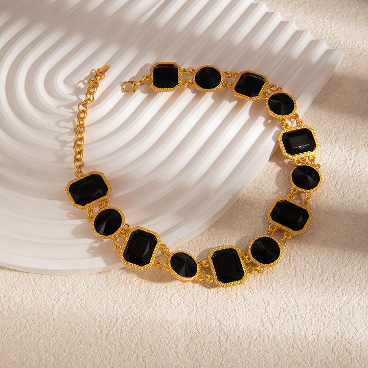 Vintage Geometric Black Onyx Necklace