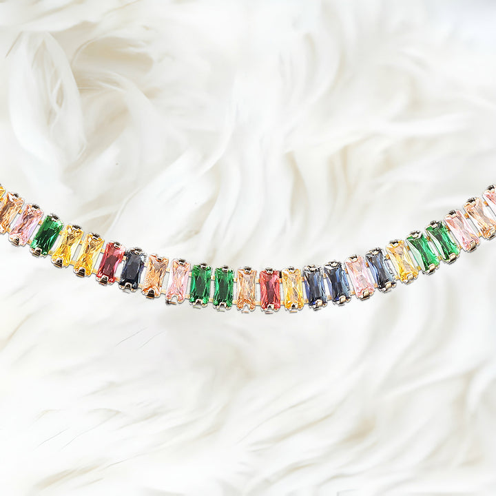 Multicolor Baguette Crystal Gold-Tone Barcelet