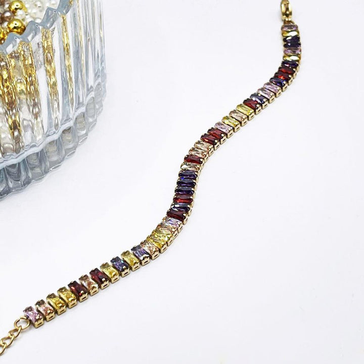 Multicolor Baguette Crystal Gold-Tone Necklace