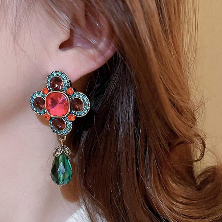 Crimson Bloom Teardrop Earrings