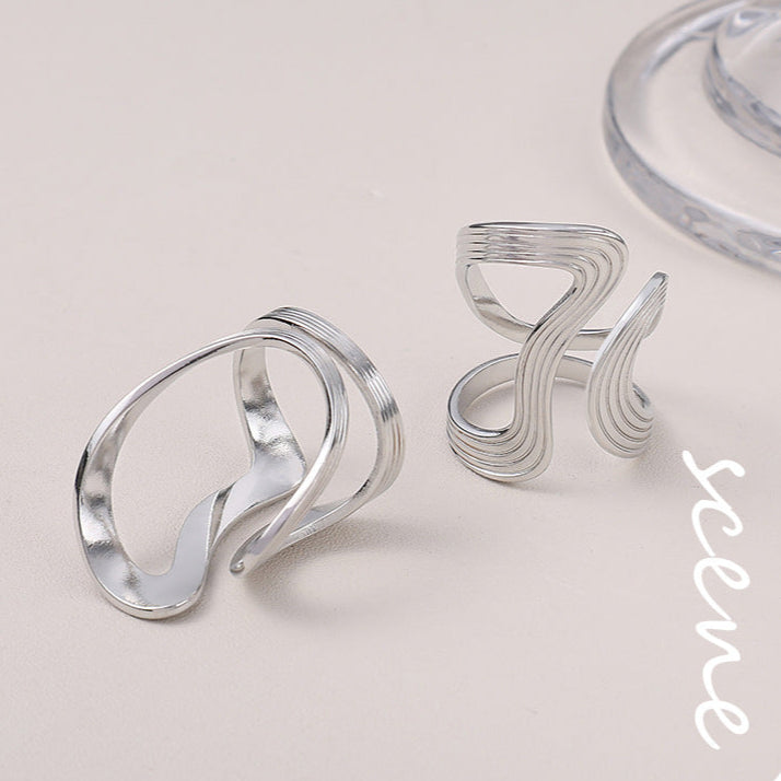 18K gold plating Twisted Curve Ring – Elegant & Adjustable