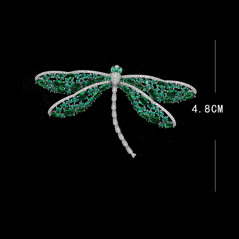 Green Zircon Dragonfly Brooch