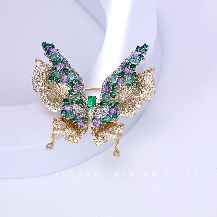 Micro-Pave Zirconia Butterfly Brooch