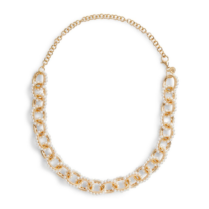 Gold-Plated Copper Chain with Pearls Necklace