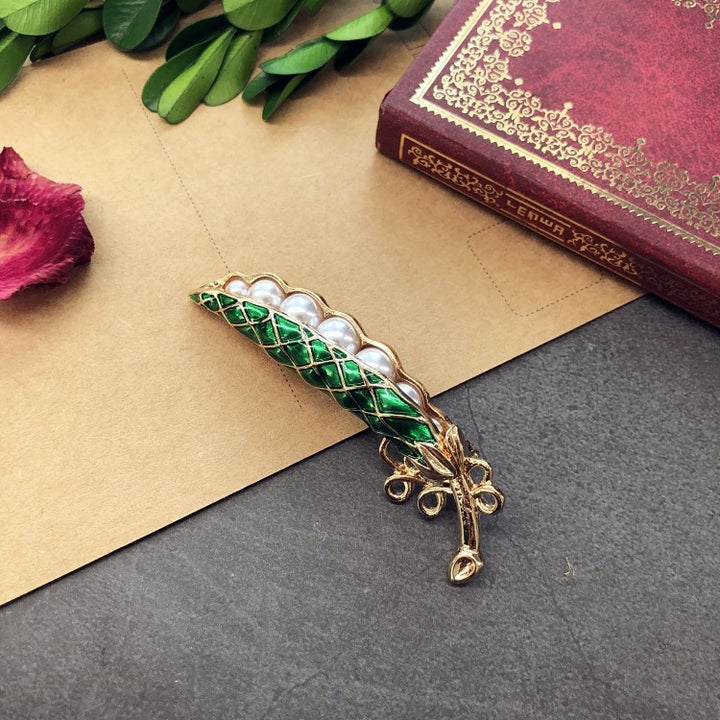 Vintage Brooch Tropical Plant Art Collection with Pearls