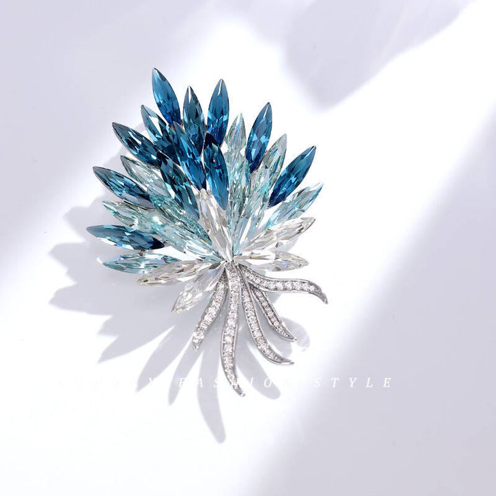 Blue Ruscus Leaf Brooch