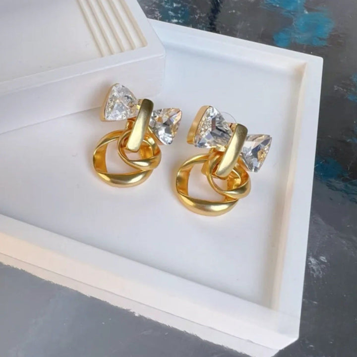 Gold-tone Bow-shaped Earring