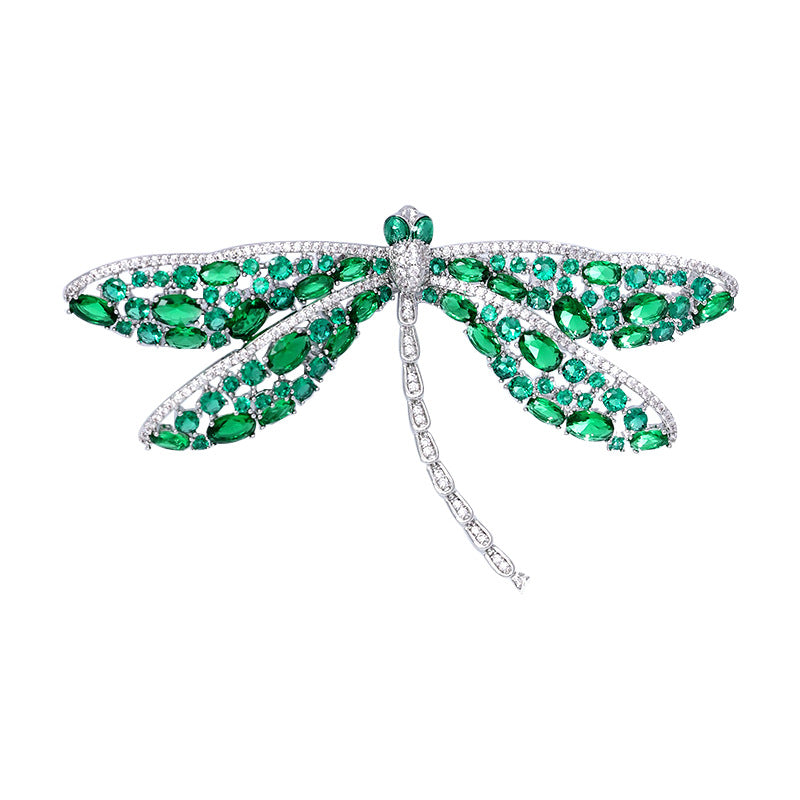 Green Zircon Dragonfly Brooch