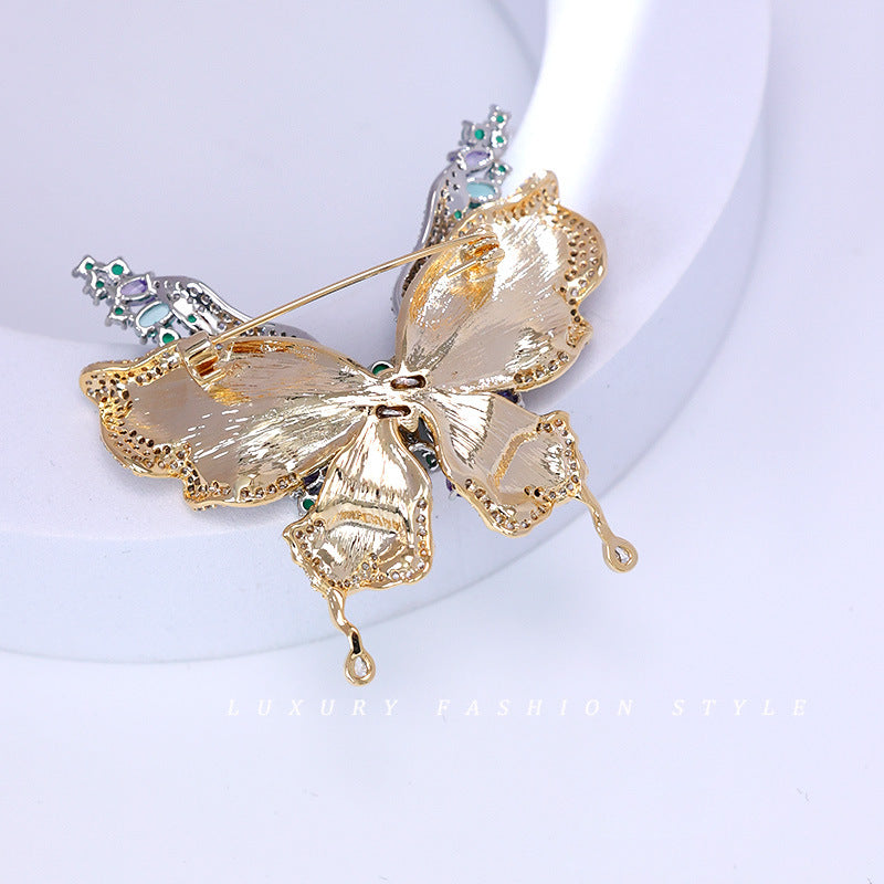 Micro-Pave Zirconia Butterfly Brooch
