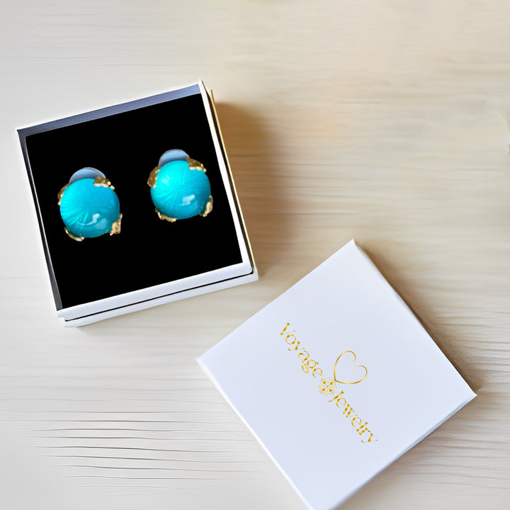 Golden and Lake Blue Earring