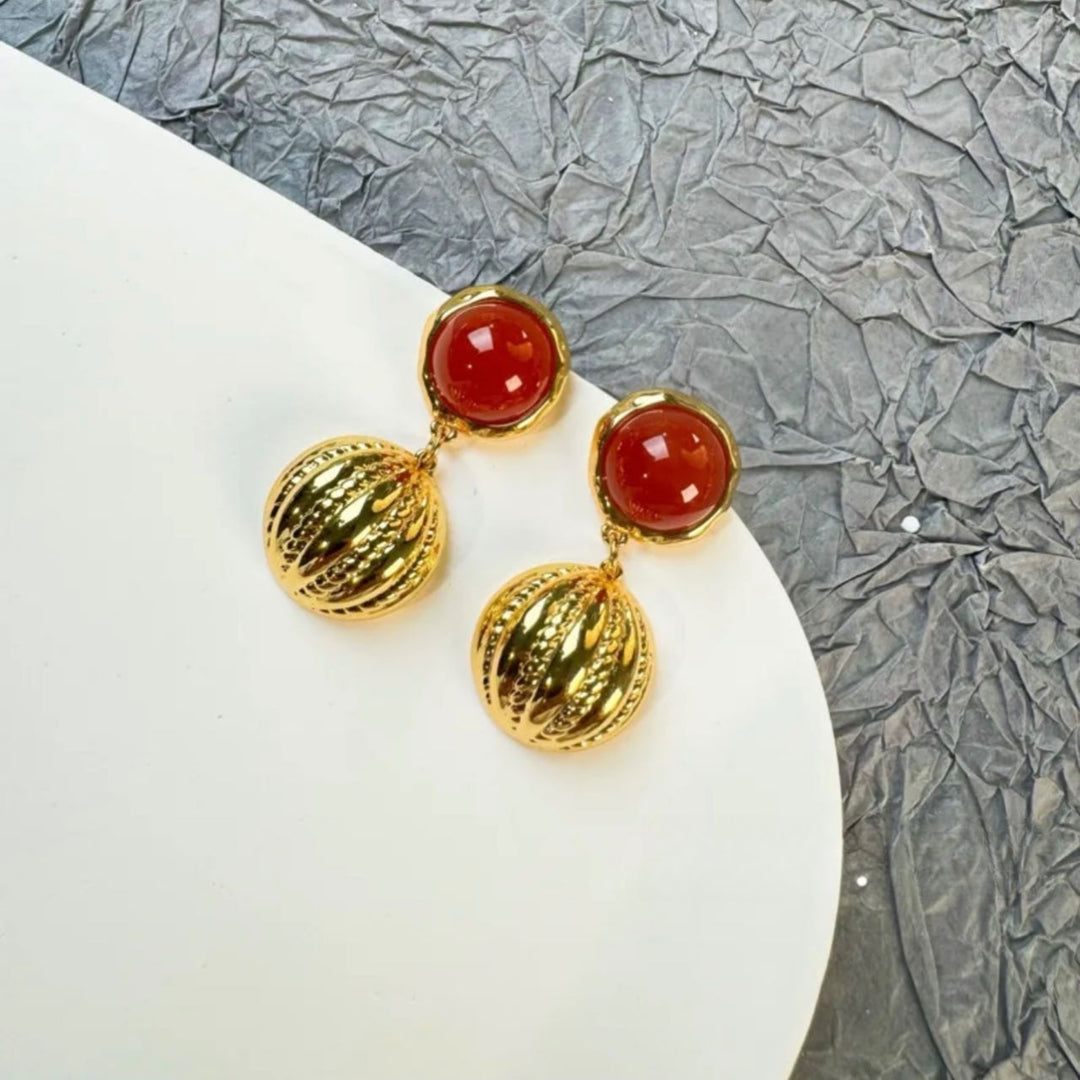 Carnelian Medallion Earring