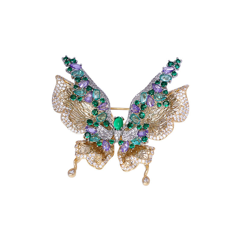 Micro-Pave Zirconia Butterfly Brooch