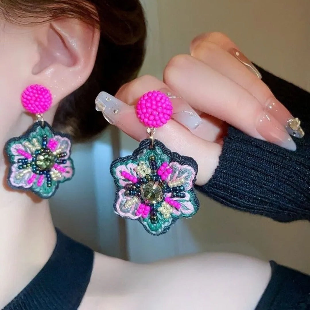 Hand-embroidered Bloom Artistry earring