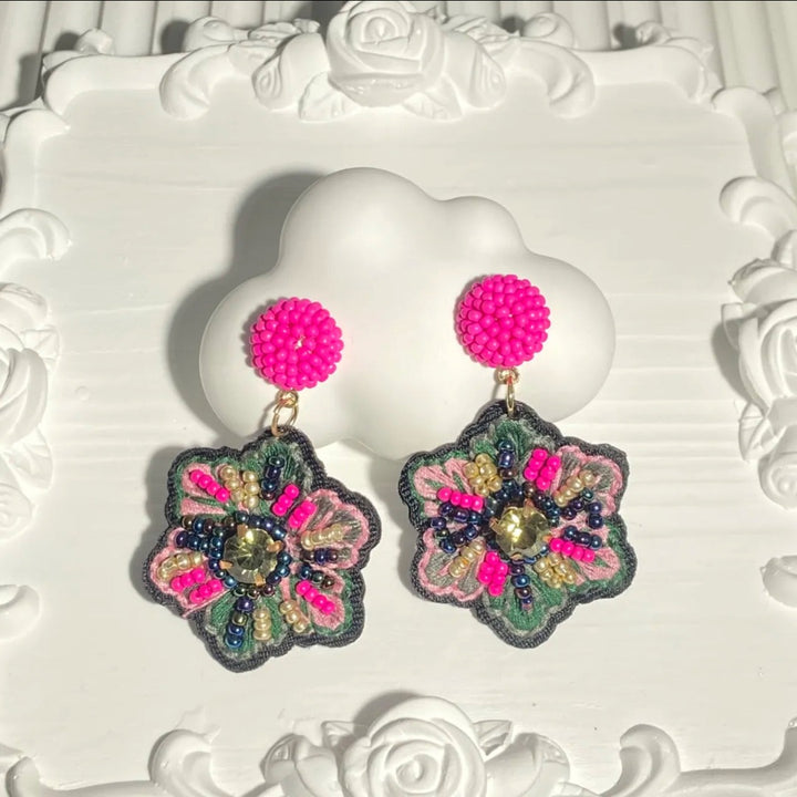 Hand-embroidered Bloom Artistry earring