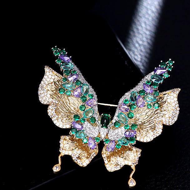 Micro-Pave Zirconia Butterfly Brooch