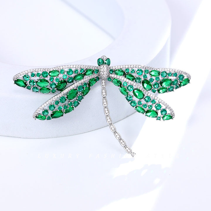 Green Zircon Dragonfly Brooch