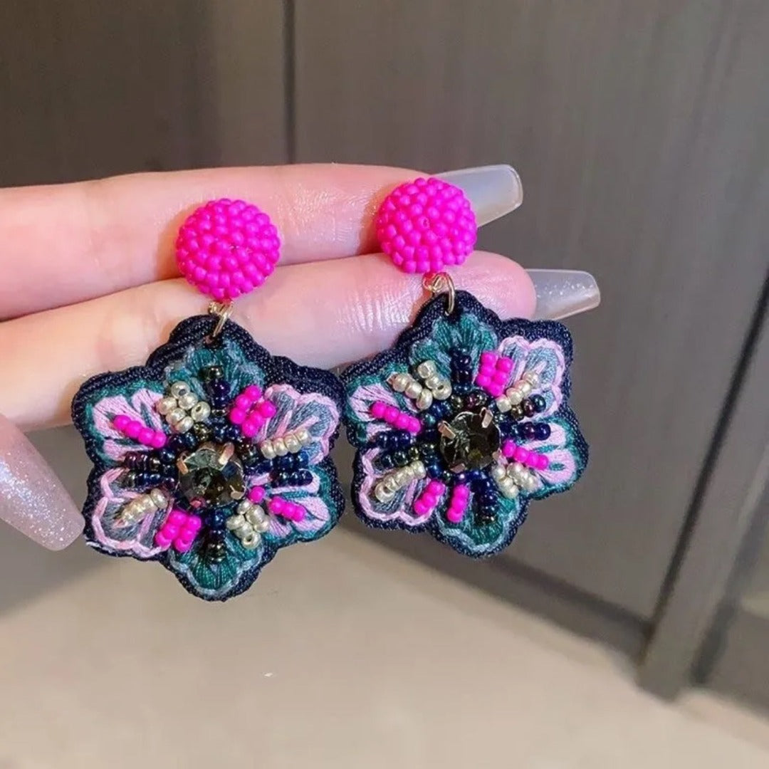 Hand-embroidered Bloom Artistry earring