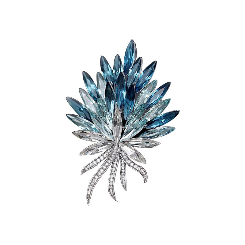Blue Ruscus Leaf Brooch