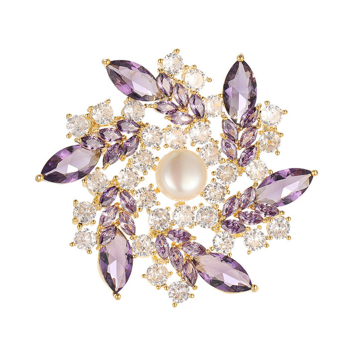 Elegant Crystal Bauhinia Brooch