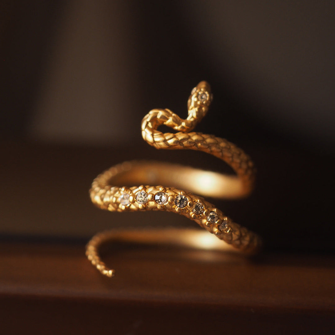 Vintage gold snake wrap ring