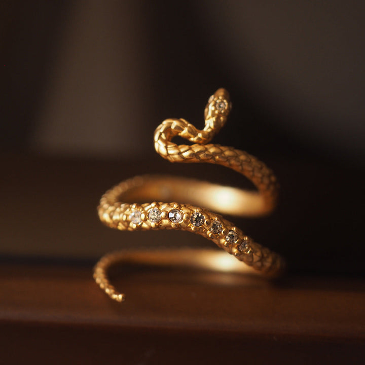 Vintage gold snake wrap ring