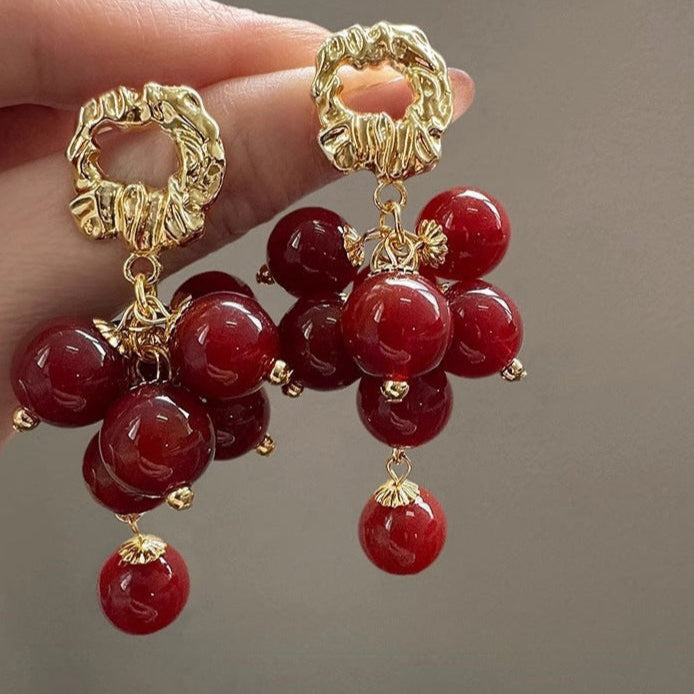 Crimson Carnelian Cherry Earrings