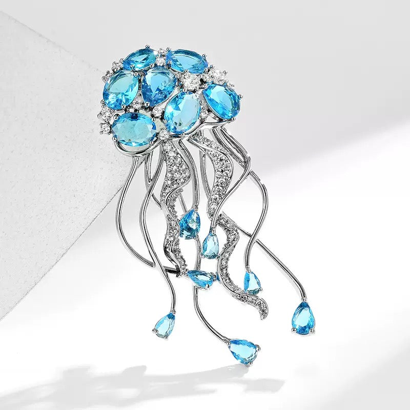 Blue jellyfish brooch