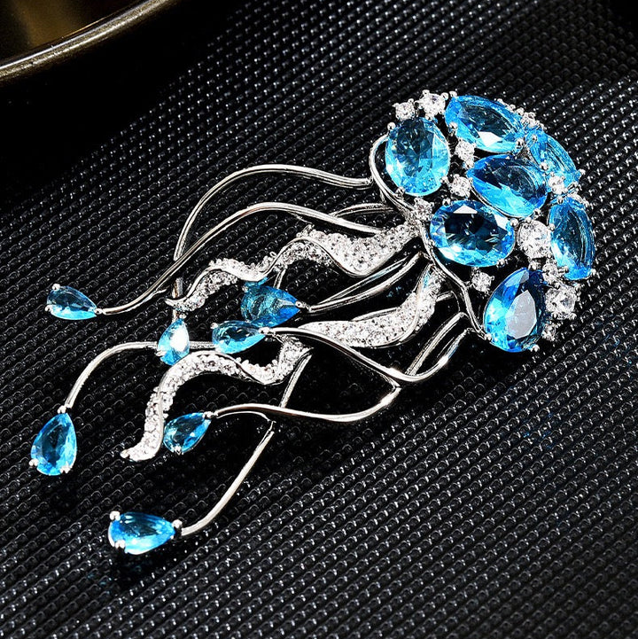 Blue jellyfish brooch
