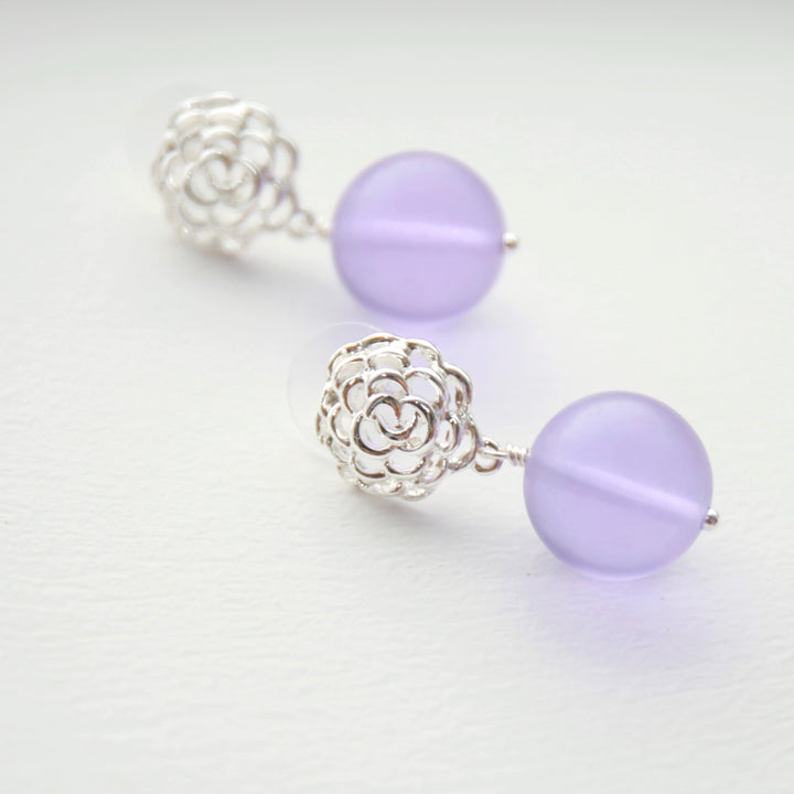 Amethyst-Colored Glass Earrings
