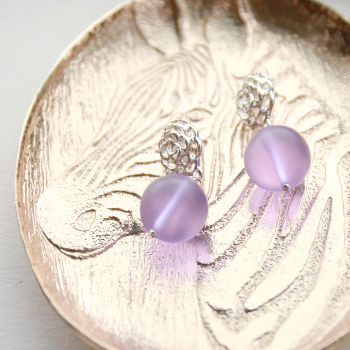 Amethyst-Colored Glass Earrings