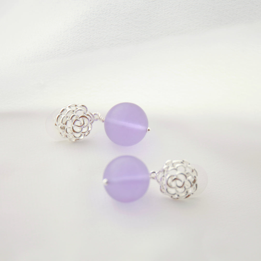 Amethyst-Colored Glass Earrings
