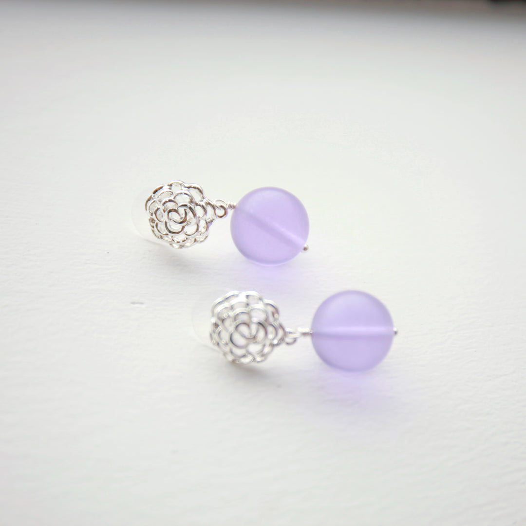 Amethyst-Colored Glass Earrings