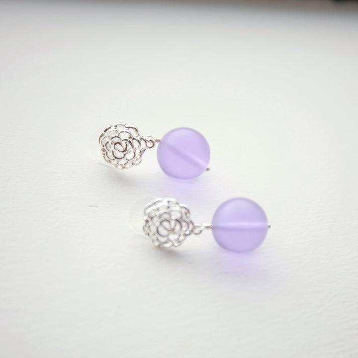 Amethyst-Colored Glass Earrings