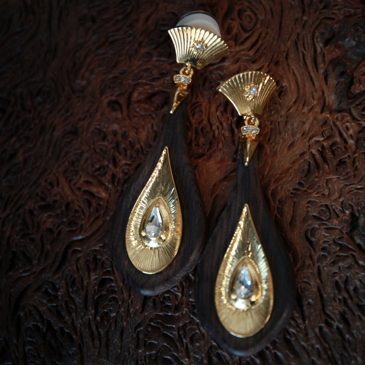 Walnut Wood Teardrop Earrings