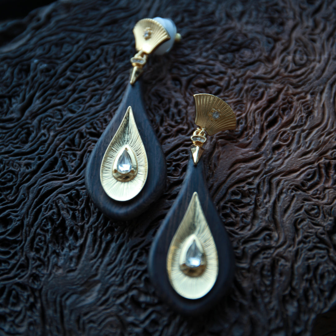 Walnut Wood Teardrop Earrings