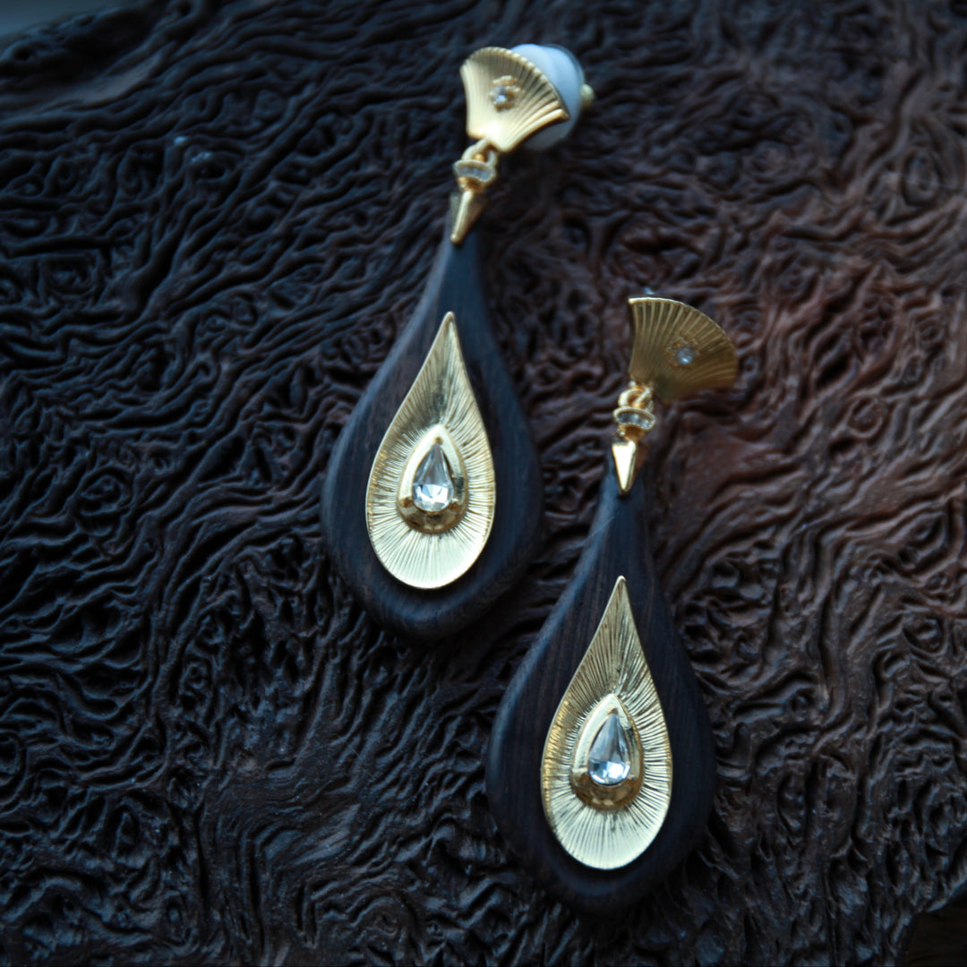 Walnut Wood Teardrop Earrings