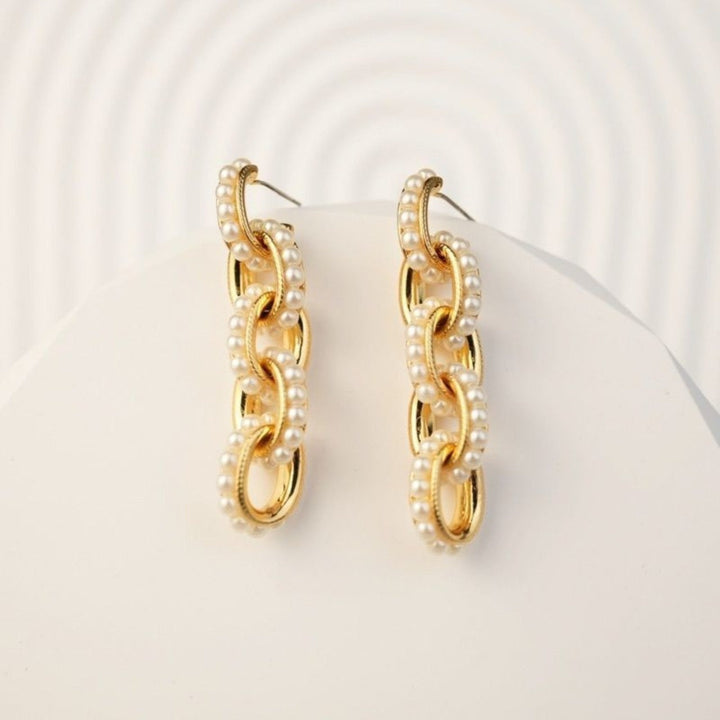 Gold-Plated Chain with Pearls Earring