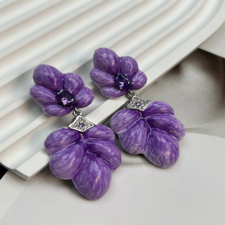 Violet Bloom Gemstone Earrings