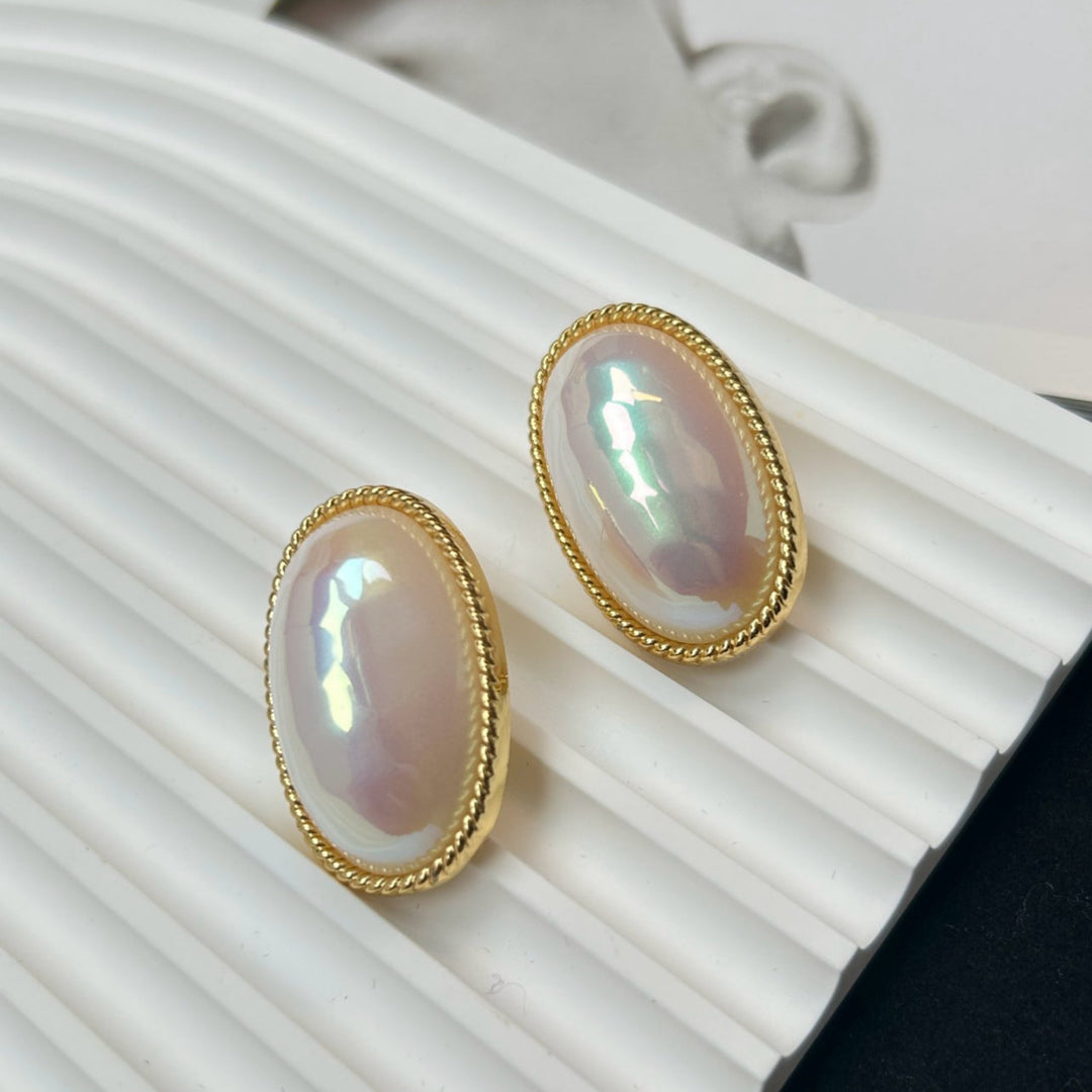 Opalescent Oval Cabochon Earring