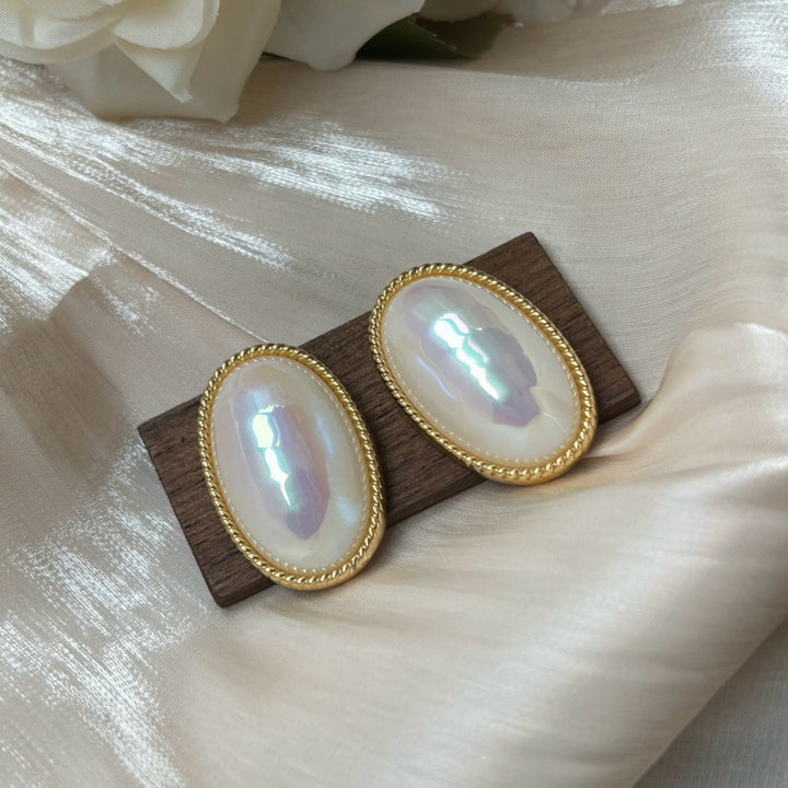 Opalescent Oval Cabochon Earring