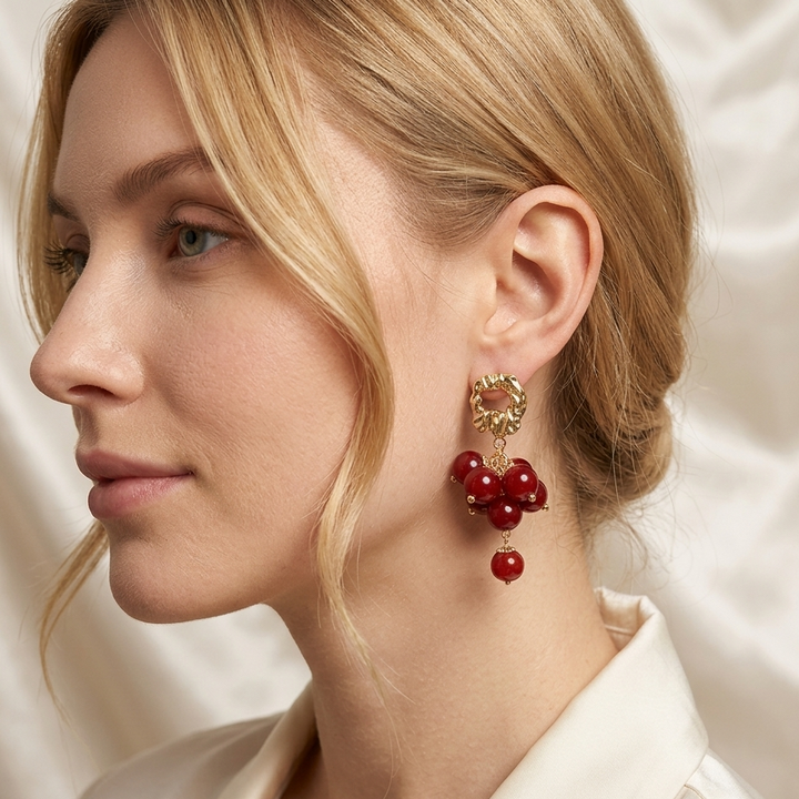 Crimson Carnelian Cherry Earrings