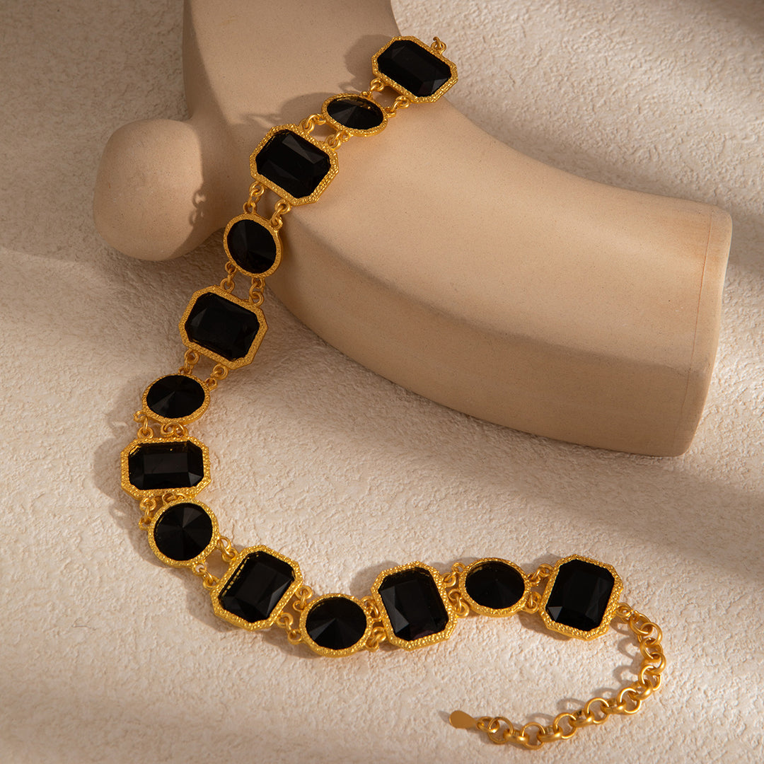 Vintage Geometric Black Onyx Necklace
