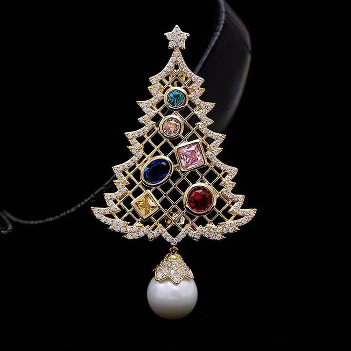 Dopamine Bejeweled Christmas Tree Brooch