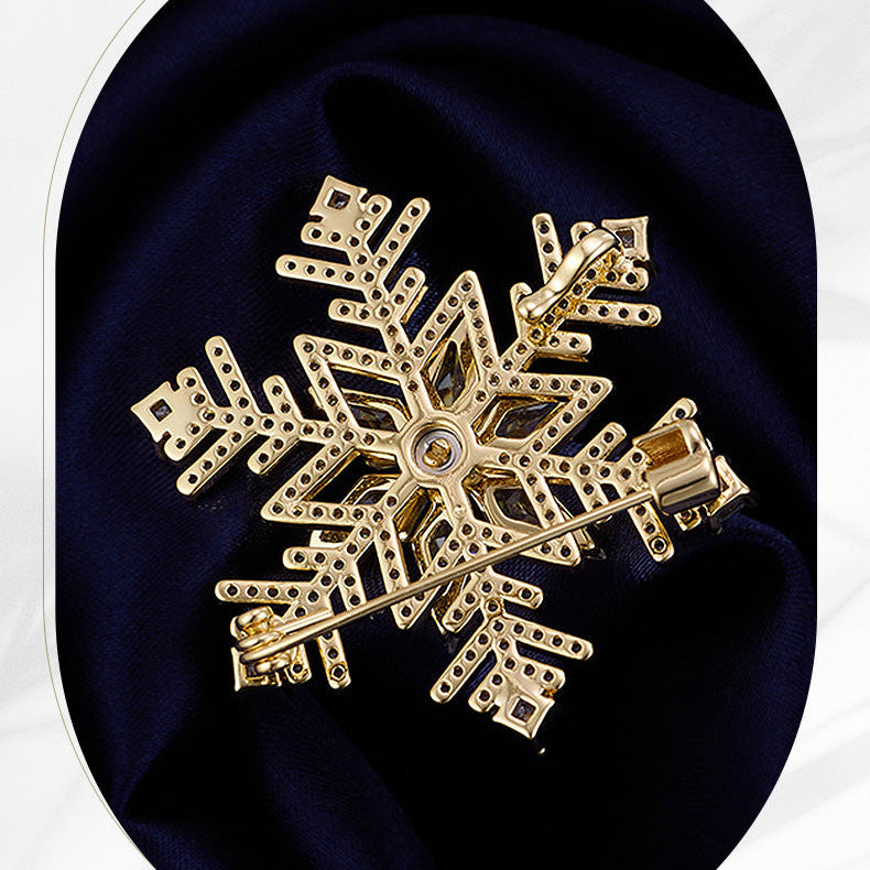Pure White Bejeweled Snowflake Brooch