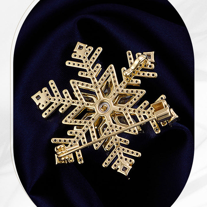Pure White Bejeweled Snowflake Brooch