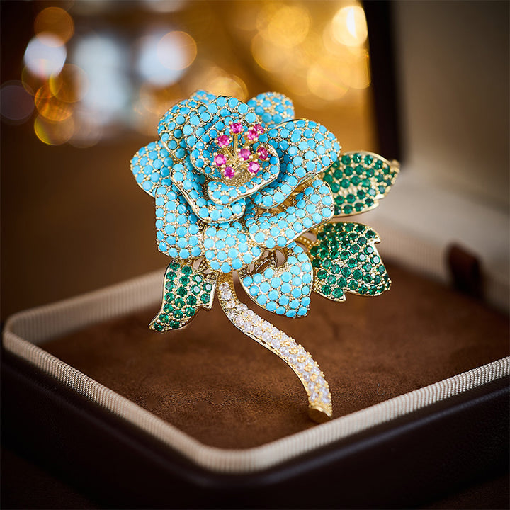 Blue Camellia Brooch