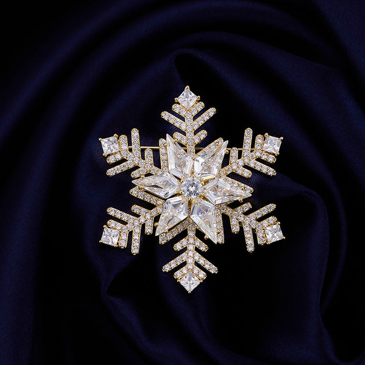Pure White Bejeweled Snowflake Brooch
