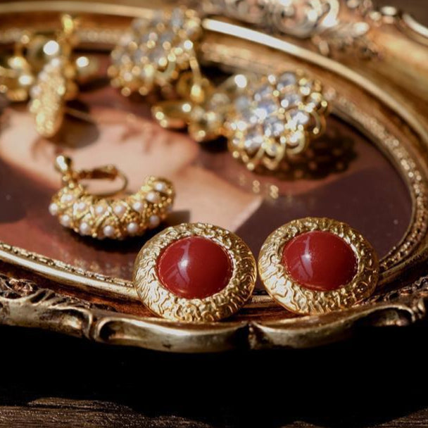 Crimson Carnelian Circular Earrings