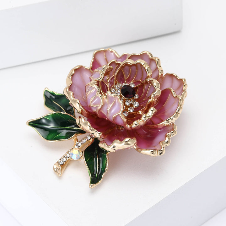 Peony Bloom Enamel Brooch