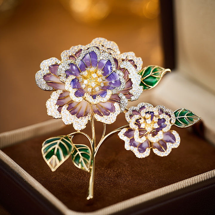 Luxury Peony Zircon Brooch